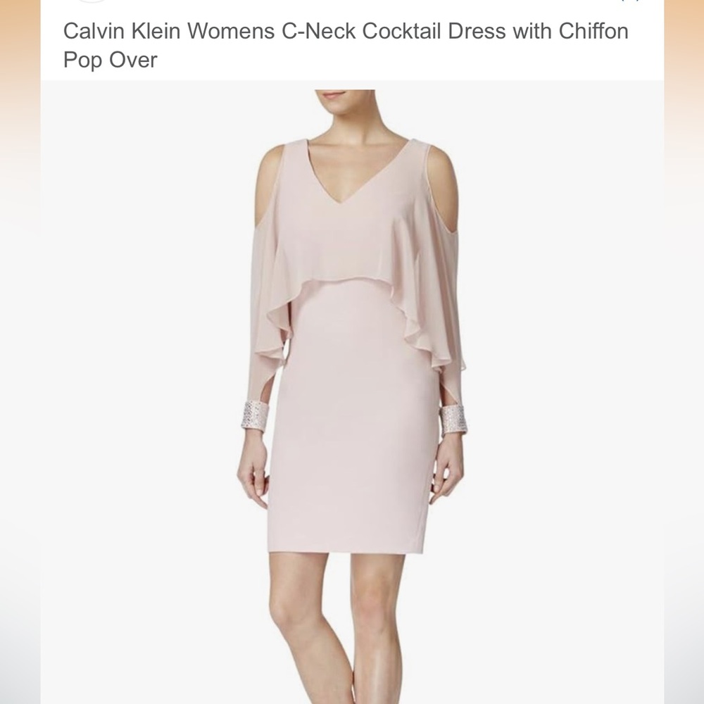 SZ 10 WOMEN'S CALVIN KLEIN c-neck cocktail petal pink COLD SHOULDER DRESS
